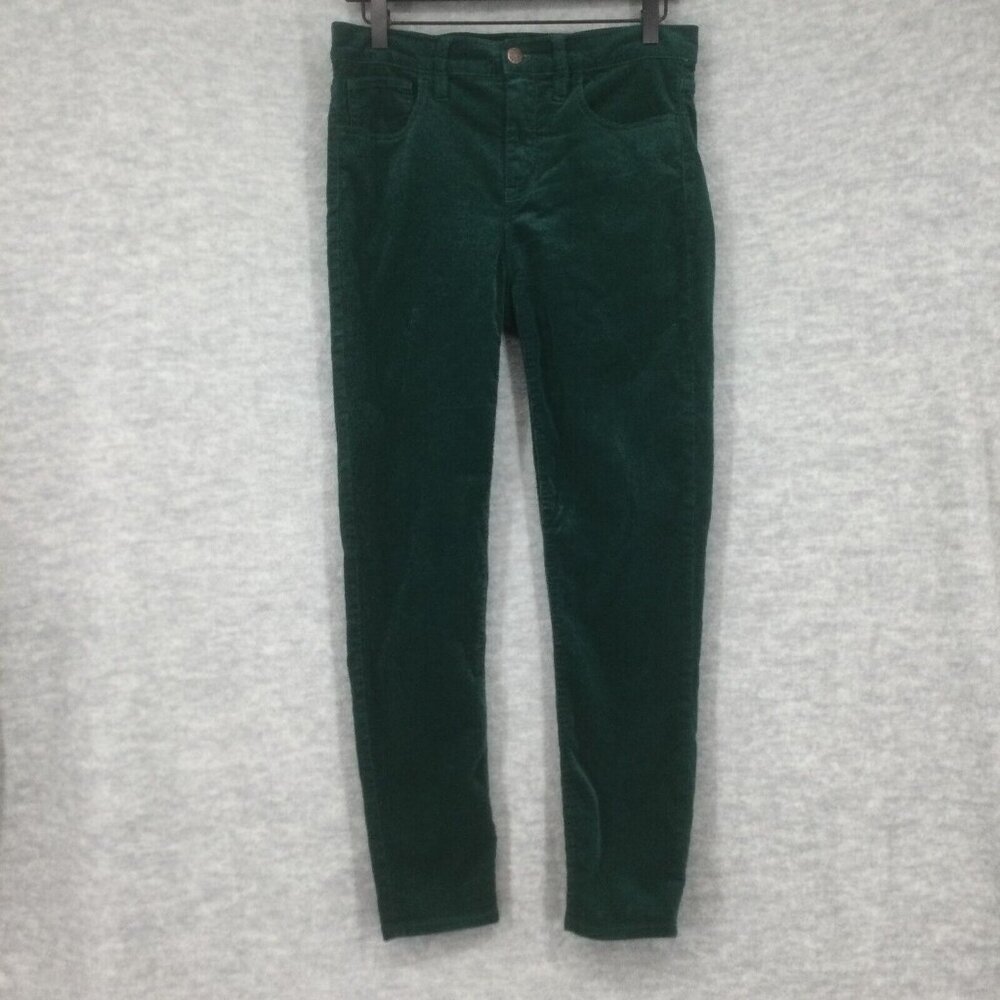 J Crew Corduroy Pants 28 Dark Green Skinny Jeans Stretch Five Pocket